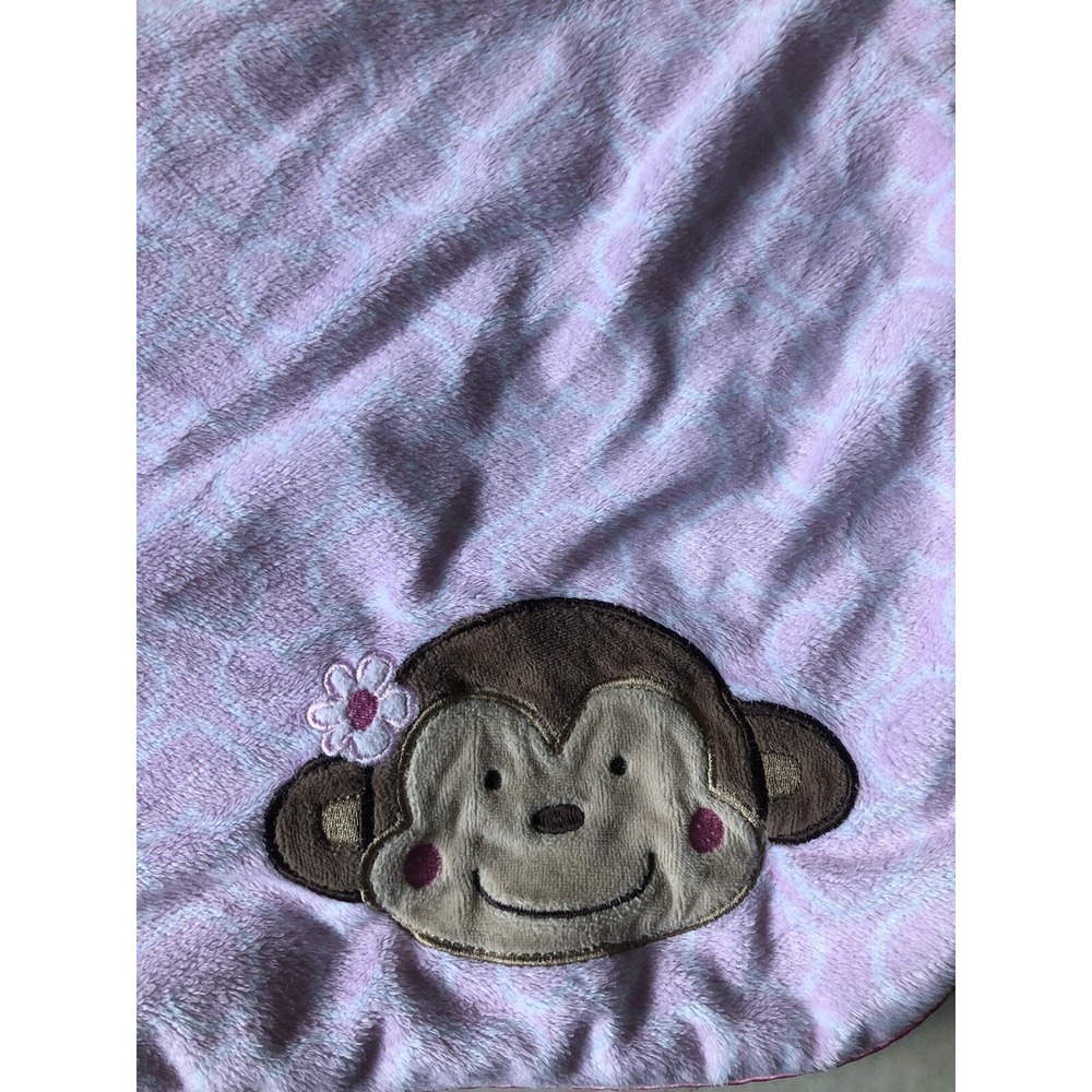 Just One You Carter's Monkey Applique' Baby Blanket Pink hearts Sherpa Fleece